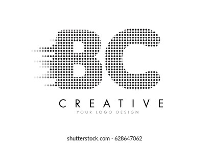 BC B C Letter Logo Design with Black Dots and Bubble Trails.