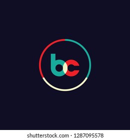 BC B C logo design with colorful circle frame. Modern logo template with bright color concept. vector illustration