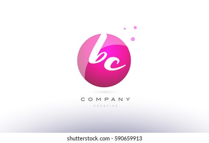 bc b c  sphere pink 3d alphabet company letter combination logo hand writting written design vector icon template 