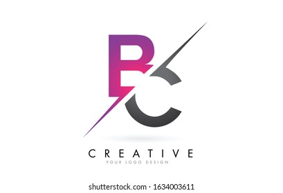 BC B CLetter Logo with Colorblock Design and Creative Cut. Creative logo design.