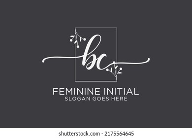 BC beauty monogram and elegant logo design handwriting logo of initial signature, wedding, fashion, floral and botanical with creative template.