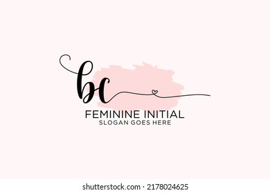 BC beauty monogram and elegant logo design handwriting logo of initial signature, wedding, fashion, floral and botanical with creative template.