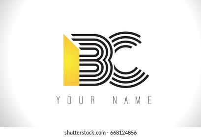 BC Black Lines Letter Logo. Creative Line Letters Design Vector Template.