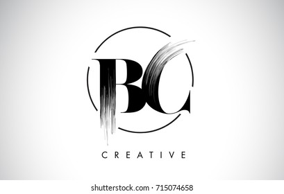 BC Brush Stroke Letter Logo Design. Black Paint Logo Leters Icon with Elegant Circle Vector Design.