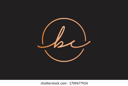 bc or cb and b, c Lowercase Cursive Letter Initial Logo Design, Vector Template