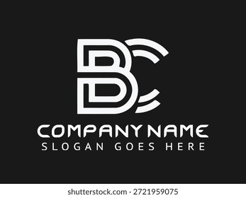 Vetor de design de logotipo de letra inicial BC ou CB com fundo preto