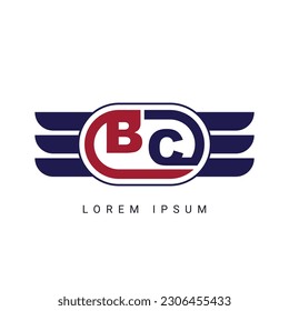 BC or CB Letter Logo Design with a Creative Cut Letter Initial Logo Design with wings logo design