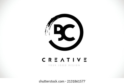 BC Circular Letter Logo with Circle Brush Design and White Background.