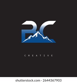  BC Creative Mountain Logo Bold Gradient Letter mark Branding Design for Business Outdoor Brands