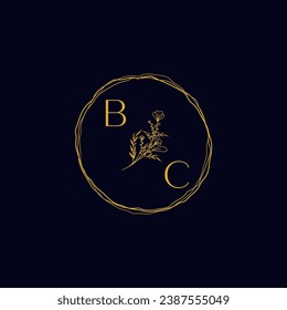 BC elegant wedding initial logo in high quality professional design that will print well across any print media