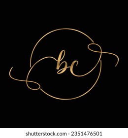 BC Golden Initial Handwriting Minimalist Logo Design