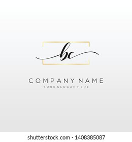 BC handwriting initial logo template vector.