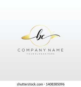 BC handwriting initial logo template vector.