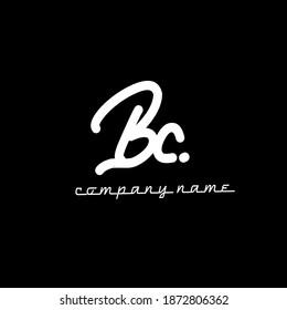 Bc handwritten logo for identity black background