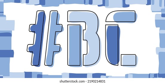 BC Hashtag. Einzeln Sie die Kurven der Doppelbuchstaben. Blaue Farben. Hashtag #BC ist die Abkürzung für die kanadische British Columbia für Social Network, Canada Web Resource, mobile Apps.