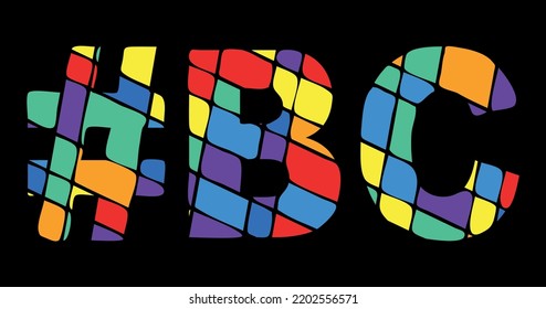 BC Hashtag. Tricolor isolated letters from contrast flowing fluid shapes. Rainbow colored Hashtag #BC is abbreviation for the Canadian British Columbia for social network, web resources, mobile app
