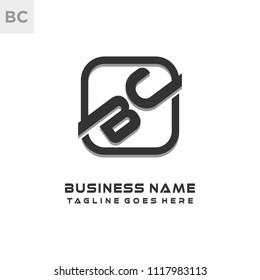 BC initial box letter logo template vector