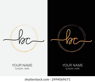 BC Plantilla inicial de diseño de logotipo de escritura a mano