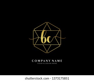 BC initial handwriting logo geometric template vector