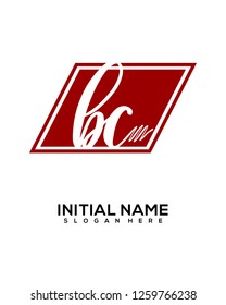 B&C Initial Handwriting Logo Template Vector 