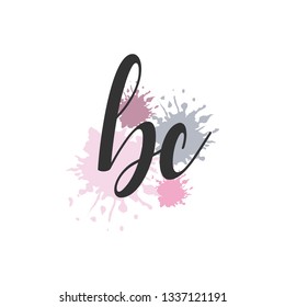 BC  Initial Handwriting logo template vector