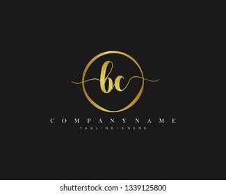 BC initial handwriting logo template vector