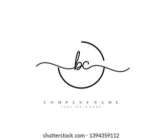 BC initial handwriting logo template vector