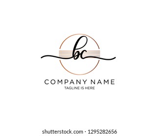 BC initial handwriting logo vector