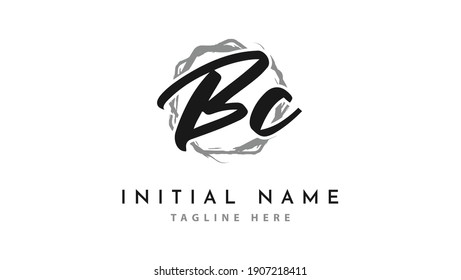 Bc Initial handwriting logo vector
