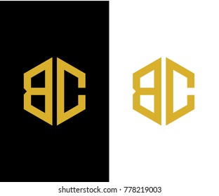 BC initial hexagon icon. letter. logo design vector eps 10