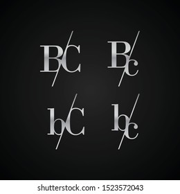 BC initial letter elegant symbol template vector for creative label packaging brand wedding invitations business black and silver color based