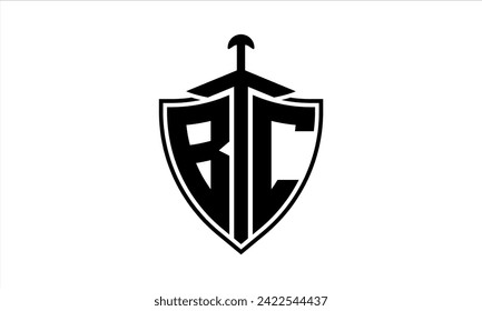 BC initial letter shield icon gaming logo design vector. batman, sports logo, monogram, shield, war game, symbol, playing logo, abstract, fighting, typography, icon, minimal, premier league, club logo