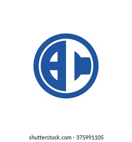 BC initial letters circle business logo blue