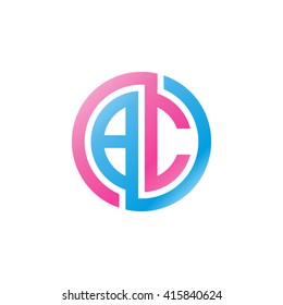 BC initial letters linked circle logo pink blue