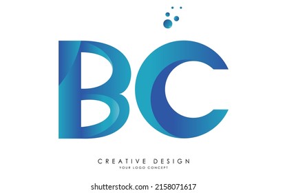 BC Initial Letters Logo Design with overlapping linked folds blue Colors.