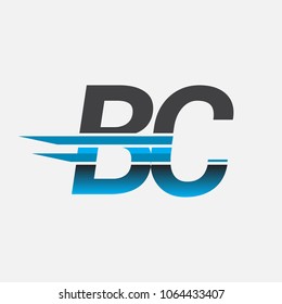 BC initial logo company name colored black and blue, Simple and Modern Logo Design.