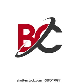 BC initial logo company name colored red and black swoosh design, isolated on white background. vector logo for business and company identity.