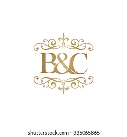 B&C Initial logo. Ornament ampersand monogram logo gold