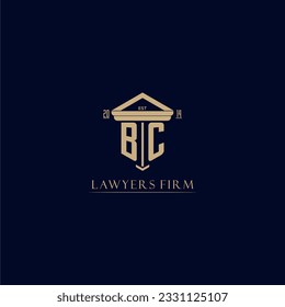 logotipo de la firma de certificados de monograma inicial de BC con diseño de hitos