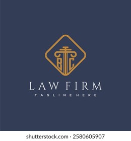 BC initial monogram logo for lawfirm with pillar in creative square design