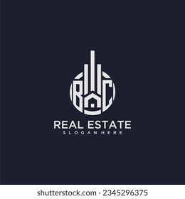 BC initial monogram logo for real estate with creative circle design vector