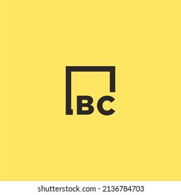 BC initial monogram logo with square style design