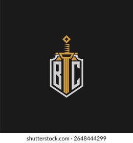 BC initial monogram for shield and sword style image