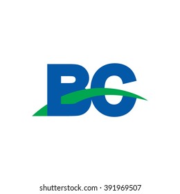 BC initial overlapping swoosh letter logo blue green