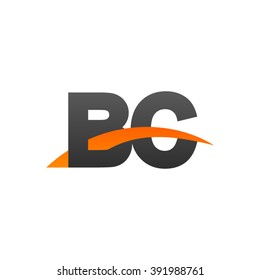 BC initial overlapping swoosh letter logo black orange