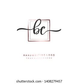 BC initial signature logo. handwriting logo template vector,