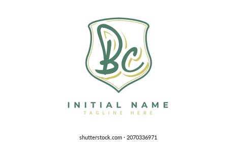 Bc Initials, handwriting logo vector