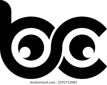 BC Interlocked Letters Logo abstract black and white vector illustration