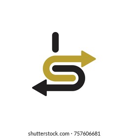 bc letter or BS letter with back and forth arrow logo design vector
