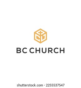 BC letter with Church logo design vector	